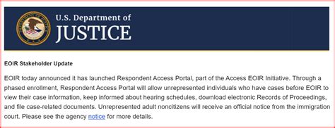 eoir portal login|eoir respondent access.